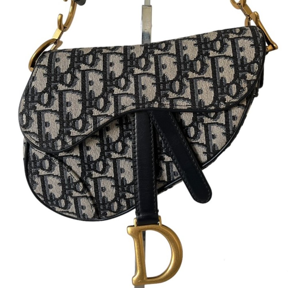 [Final Price] CHRISTIAN DIOR Blue Oblique Canvas Mini Saddle Bag